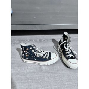 Black Converse Chuck Taylor All Star High Tops Size Men's 3 Women's 5 Moon Cycle